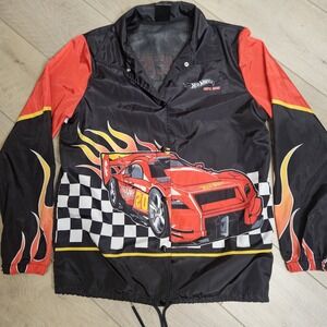 Hot‎ Wheels Coach Jacket Windbreaker Flames Checkered Flag Graphic Size Medium